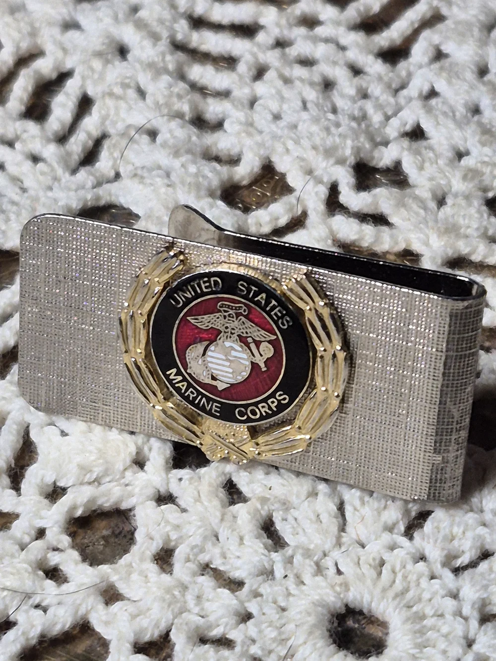 United States Marine Corps Silver & Gold Emblem Money Clip
